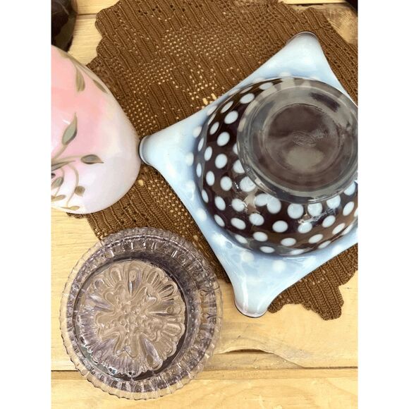 Vintage Fenton Heirloom Optics Hand-Painted 3-Piece Fairy Lamp - Picture 6 of 7